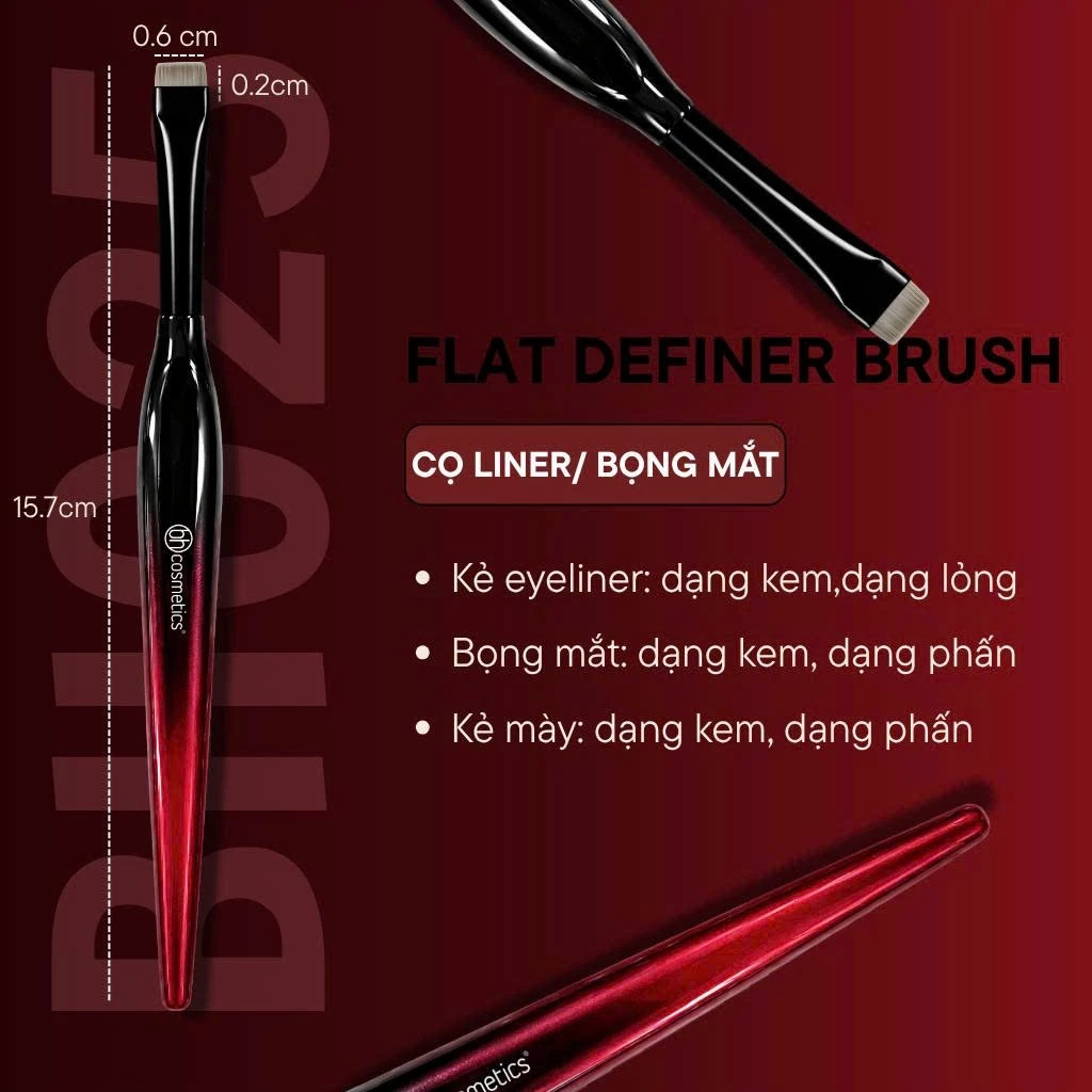 Cọ Tém Mày - Cọ Kẻ Liner Đầu Ngang Mảnh BH Cosmetics Flat Definer Brush BH025
